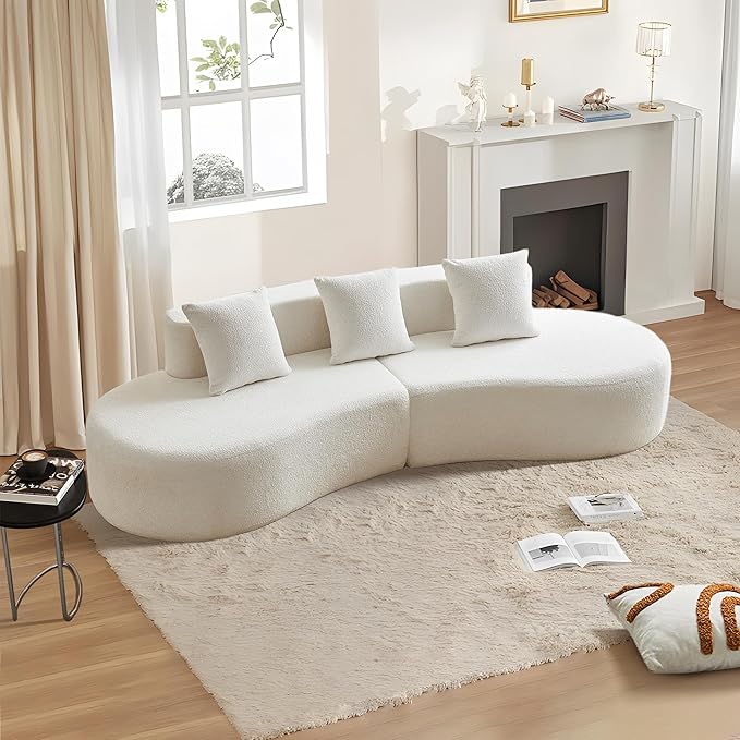 109 Modern Curved Sofa Raindrop Velvet Fabric 5 Seater Curved Shaped Sectional Couch for Living Room Bedroom Office No Assembly