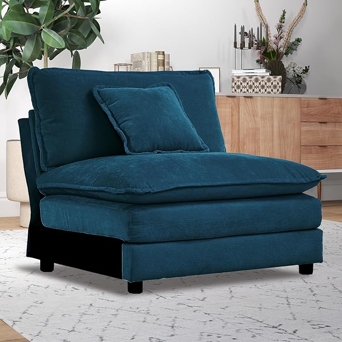Sofa Middle Position Splicing Combination Chenille Couch for Living RoomApartment Accessories for Modern Home Decor(Blue