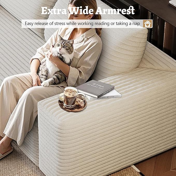 Boneless Sofa Compressed Sofa Couch in a Box Deep Seat Couch for Living Room Bedroom Conference Room Apartment Backrest Pillow No Assembly (White 71)