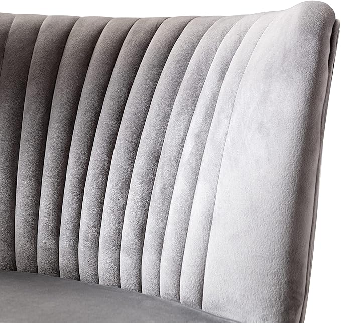 WO Home Furniture 25 Wide Tufted Velvet Accent Chair with Rust Resistant Golden Metal Legs Premium Quality Rust Resistant Seat for Your Den Living Room Bedroom Inside Area (Gray)
