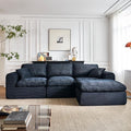 108 Cloud Sectional Couches for Living Room Convertible L-Shape Boneless Couch with Ottoman 3 Seater Modular Cloud Sofa with Deep Seat (Black 3 Seater + 1 Ottoman)