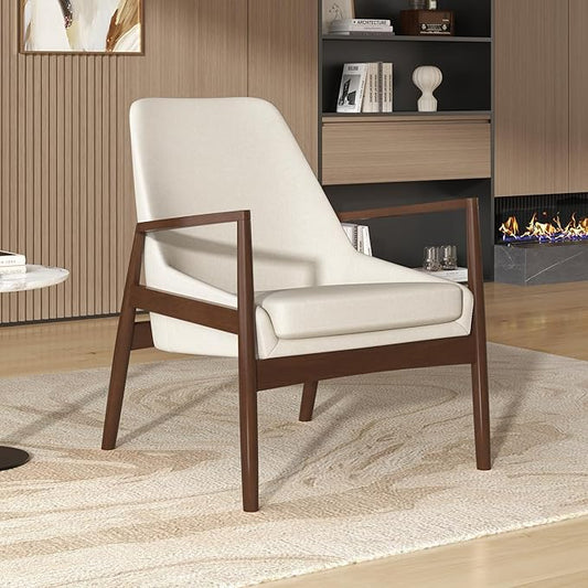 Accent Chair Mid Century Modern Armchair with with Solid Wood e Reading Leisure Chair with High Back for Living Room