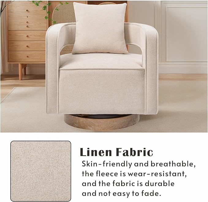 Mlmh &amp Kngwa 29 W Swivel Accent Barrel Chair Set of 2 Upholstered Linen Round Arm Chair for Living Room BedroomBeige
