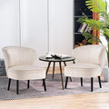 MCombo Velvet Accent Chair Tufted Club Chairs Upholstered Side Chair with Legs Vanity Chair for Living Room Bedroom 4720 (2 Cream White)