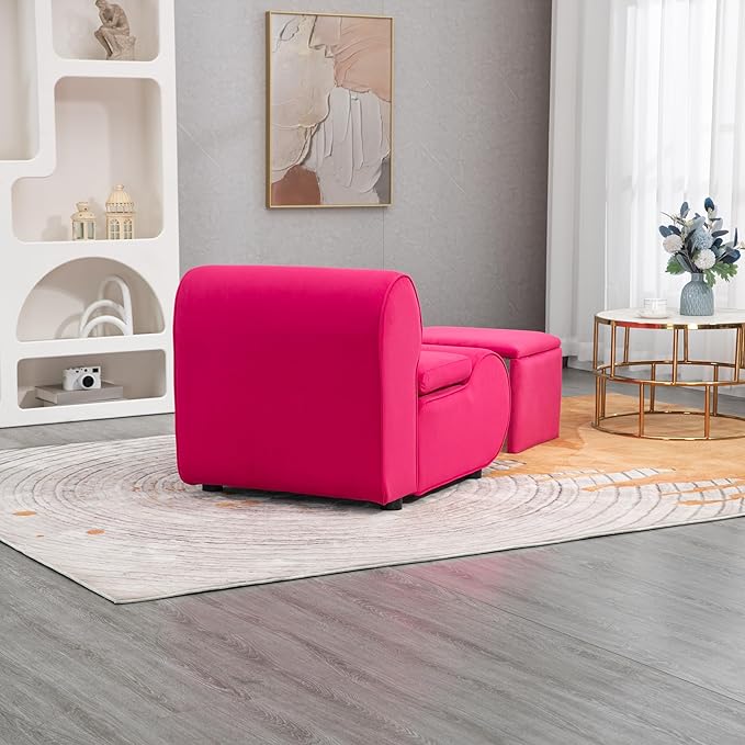 House Hold Accent Chair with Ottoman Cushioned deep seat no armrest Accent Single Lazy Chair for Living Room