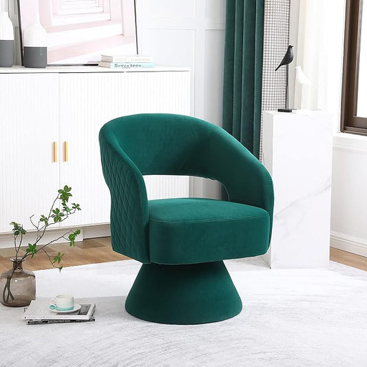 Swivel Accent Chair Armchair Round Barrel Chair in Fabric for Living Room Bedroom Green