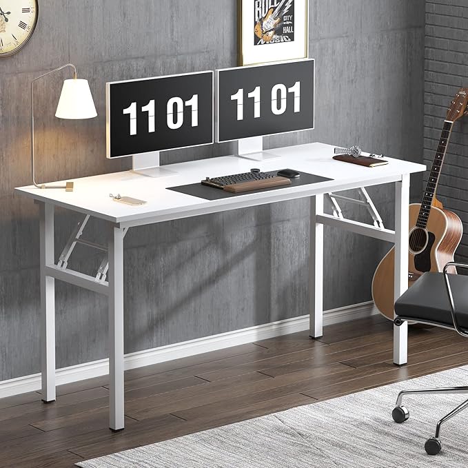 Need 55 inches Computer Desk Office Desk Folding Table with BIFMA Certification Computer Table WorkstationWhite AC5DW-140
