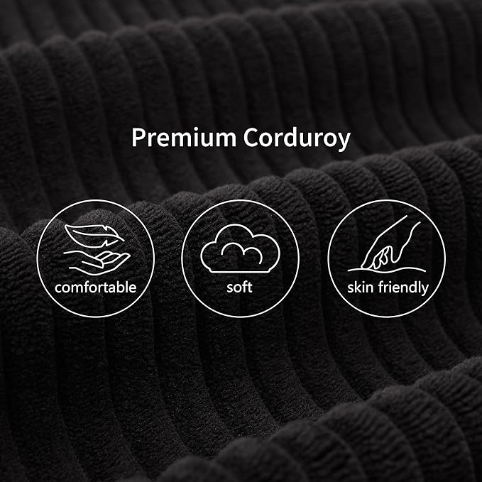 Yoglad 51” Swivel Barrel Chair with Storage Ottoman Corduroy Upholstered Accent Chair and A Half with Tray Table Oversized Chaise Lounge Round Sofa Chair for Living Room Bedroom(Black)