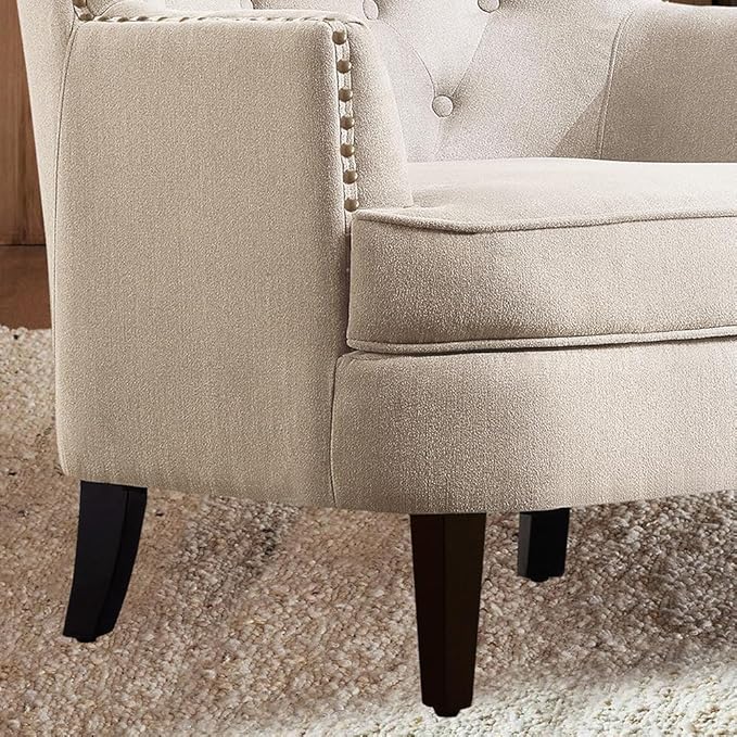 Rosevara Atlas Mid-Century Modern Accent Chair - Upholstered Lounge Arm Chair with Soft Cushion for Small Spaces