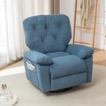 Rocking Recliner Chair 360 Degree Swivel Recliner Chairs with Pocket for Adults Comfy Glider Recliner Nursery Chair with High Back for Living Room Bedroom (Blue)