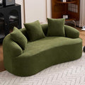65” Green Curved Couch&amp Loveseat Sofa with 3 Pillows Compression Couch with Round Armrest Suitable for Small Space Bedroom Living Room Memory Foam Chenille No Assembly (Green)