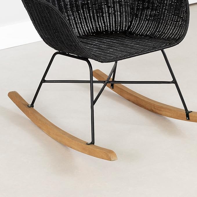 South Shore Balka Rocking Chair Black Rattan Bohemian Harmony