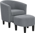 Anwick Accent Chair Barrel Chair with Ottoman Footstool Modern Upholstered Soft Comfy Club Accent Armchair Set for Living Room/Bedroom/Reading Room/Guestroom/Corner (Gray)