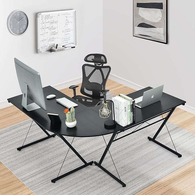LUARANE L-Shaped Corner Gaming Desk Multifunctional Desk with Detachable Desktop Space-Saving Table for Home Office Workstation Study Easy to Assemble and Clean