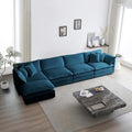 ERYE Shaped Oversized Sectional Sofa Modern Deep Seat Reversible Chaise Sofa&ampCouch with Movable Ottoman Modular Sleeper Upholstered Couch for Living Room Apartment Studio Office 146.5 Blue/