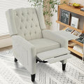 Pushback ReclinerComfortable Wingback Sofa Chair with Adjustable Backrest Tufted Fabric Upholstered ArmchairRetro Rivets Decorated Recliner for Living Room Bedroom Office Home Theater (USB Beige)