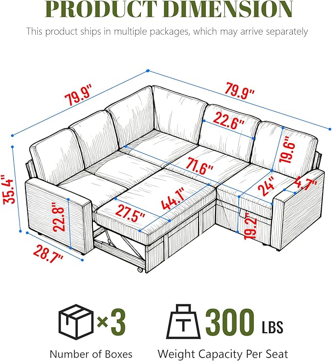 Corduroy L Shaped Sofa Set for Living Room5 Seater Modular Sectional Sofa Couch with StorageModern Corner Couch BedConvertibe Pullout Sleeper Sofas for Bedroom (Corduroy Beige 5 Seater)