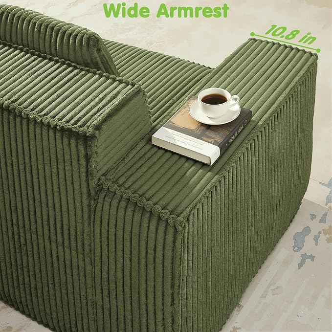 117.6'' Boneless Couch Cloud Couch Sectional L-Shape Modular Sectional Sofa Convertible Corduroy Sleeper Sofa Bed Upholstered Couches for Living Room No Assembly Required
