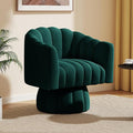 Mid Century 360 Degree Swivel Cuddle Barrel Accent Sofa Chairs Round Armchairs with Wide Upholstered Fluffy Velvet Fabric Chair for Living Room Bedroom Office Waiting Rooms (Green)