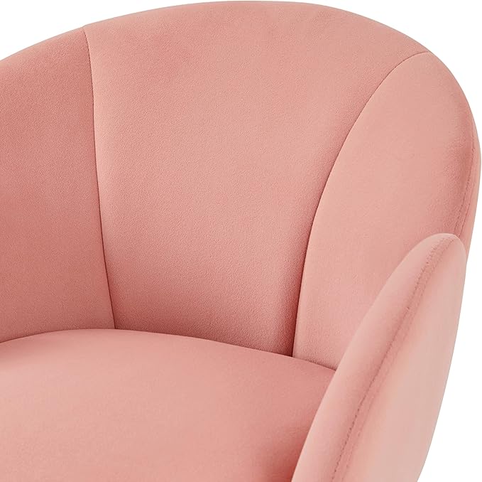 Yaheetech Velvet Living Room Chair Flower Shaped Armchair with Golden Legs Upholstered Side Chair for Vanity Room Living Room Kitchen Set of 2 Pink