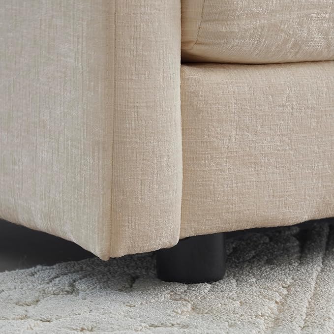 41.4 Comfy Single Seat Sofa Armchair Comfy Chenille Fabric with Pillow Modern Minimalist Soft Sofa &amp Couch for Living RoomBeige