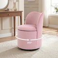 Velvet Vanity Chair with Storage 360° Swivel Makeup Chair with Back Modern Swivel Accent Stool Barrel Chair Upholstered Ottoman Vanity Stool with Back for Bedroom Dressing Living Room Pink
