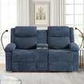 Loveseat Recliner Sofa Reclining Loveseat with Console RV Wall Hugger Double Loveseat Recliner Couch for Living Room &amp Home Theater (Blue)