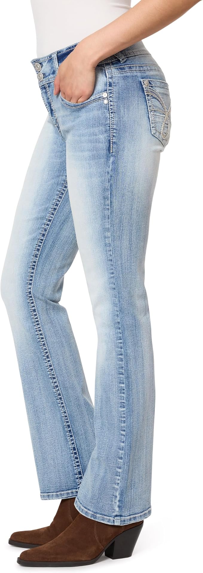 WallFlower Luscious Curvy Bootcut Jeans for Women Mid-Rise Insta Stretch Denim Size-Inclusive Juniors Jeans