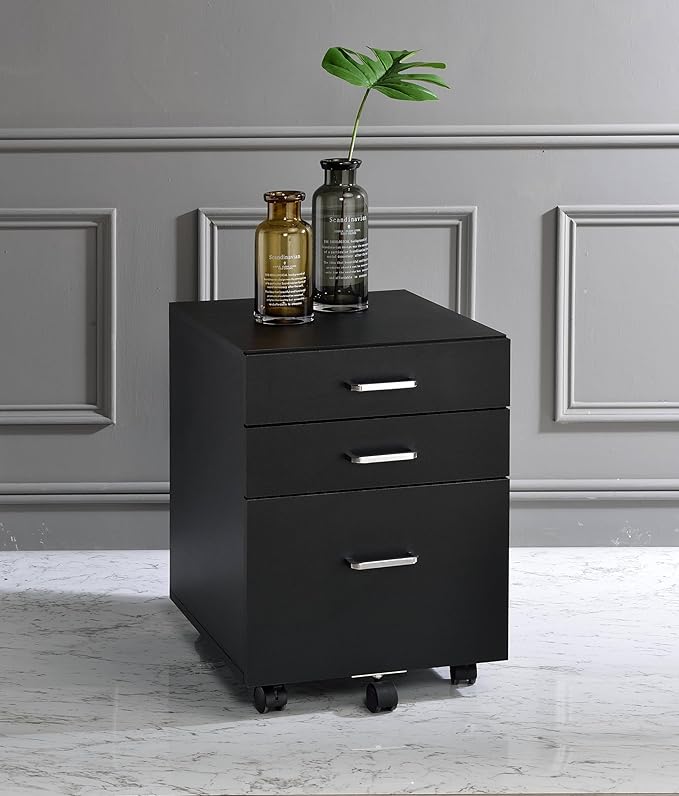 Modern 3 Drawer Small File Cabinet with Lock Under Desk Locking Storage Drawers Organizer for Home Office Filing CabinetsBlack
