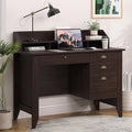 4 EVER WINNER Small Desk with Drawers Office Desk with File Drawer and Monitor Stand Writing Desk Study Table for Small Spaces Espresso