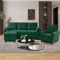Convertible Sectional Sofa 77 Small L Shaped 3 Seat Couch with Reversible Storage Chaise and Accent Chair Set Modern Polyester Fabric Sofa Couches for Living Room Apartment Green