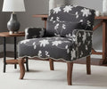 Mid Century Accent Chair Floral Reading Chair with Removable Pillow Wingback Arm Chair Upholstered Comfy Single Sofa for Living Room/Bedroom/Fireplace Grey 1PC
