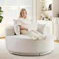 55 W Oversized Round Swivel Accent Barrel Chair360 Degree Chenille Upholstered Comfy Chaise Lounge Chair IndoorModern Deep Seat Single Sofa Armchair for Living RoomApartmentOffice(GridBeige)