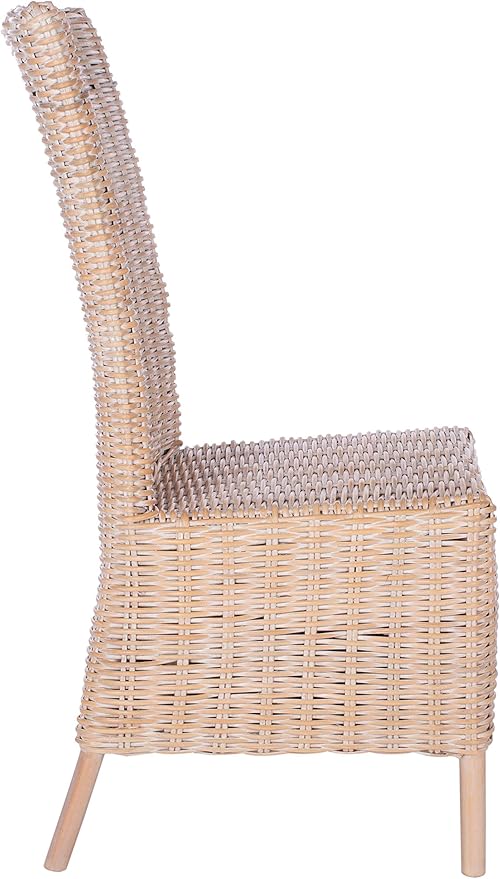 SAFAVIEH Home Allen Coastal Natural White Wash Rattan Accent Chair (Set of 2)