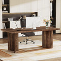 Tribesigns 63-inch Executive Desk Vintage Office Computer Desk with Large Tabletop Farmhouse Wood Writing Conference Table Workstation for Home Office Study Dark Brown