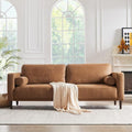 HIFIT 79 Sofa Couches for Living Room Mid-Century Modern Decor Faux Leather Couch with Deep Seat&ampCloud Cushions&amp2 Pillow 3 Seater Home Sofa Living Room Brown Loveseat for Office Bedroom Ap