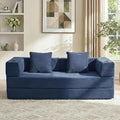 WELAX 72.8 Convertible Sleeper Sofa Bed Boneless Cloud Queen Futon Couches with Cupholders &amp Storage Pockets Corduroy Folding Floor Couch for Bedroom Apartment No Assembly Dark Blue