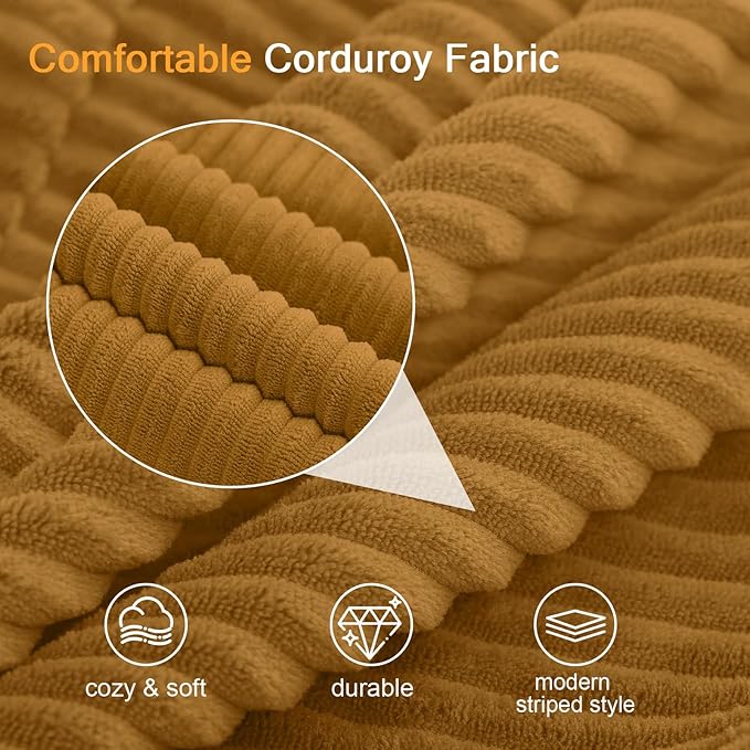 COMAX Convertible Sofa Bed Folding Floor Couch Corduroy Fold Out Couch Bed Futon Sleeper Mattress with Pillows Boneless Sofa Comfy Lounge Loveseat for Living Room Bedroom Yellow