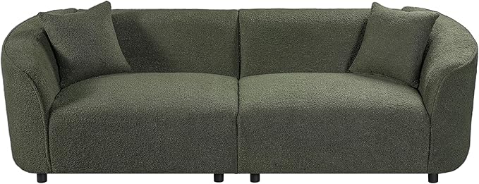 Merax 87 Large Couch Comfy Upholstered Loveseat with Extra Deep Seats Boucle Sofa for Living Room Apartment Office Green