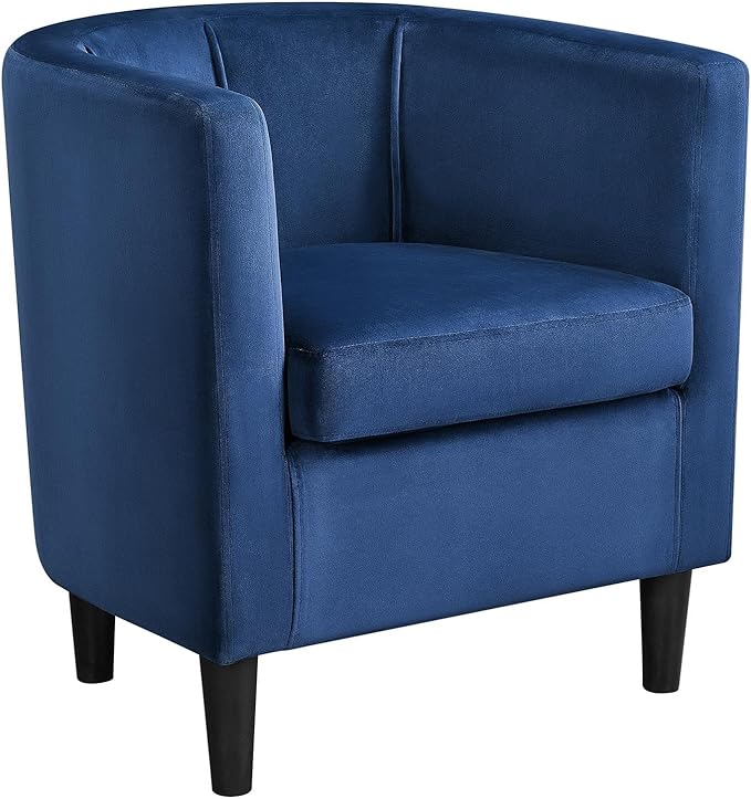 Yaheetech Velvet Accent Chair Modern and Comfortable Armchairs Upholstered Barrel Sofa Chair for Living Room Bedroom Waiting Room Blue