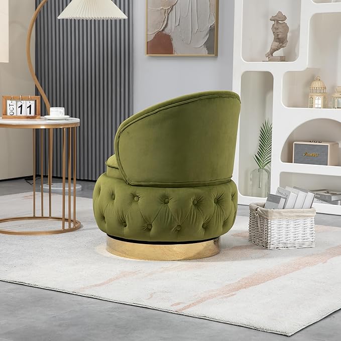 360 Degree Swivel Cuddle Barrel Accent Storage Chairs Round Armchairs with Wide Upholstered Fluffy Velvet Fabric Chair for Living Room Bedroom Office Waiting Rooms