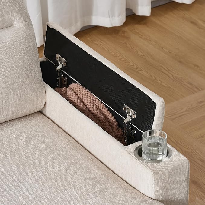 109 Modular Sectional Sofa Convertible U-Shaped Sofa Set with Storage Cup Holders and USB Charging Ports Ideal for Living Rooms Moder 6-Seater Modular Sectional Sofa with Removable Ottoman