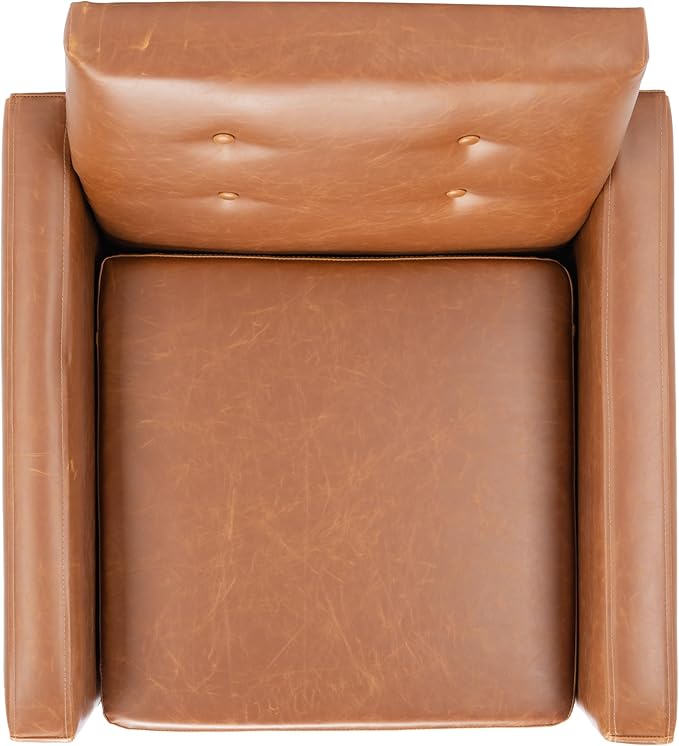 SAFAVIEH Home Collection Roald Faux Leather Sofa Accent Club Chair ACH6209C Light Brown/Antique Coffee