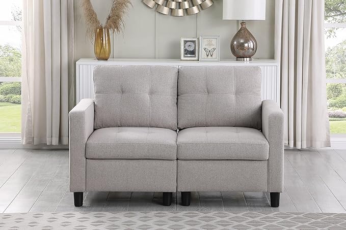 BEEY Loveseat Sofa 52 Small Loveseat Couch for Small Spaces 2 Seater Modular Sectional Couches for Living Room Bedroom Apartment in Dark Grey