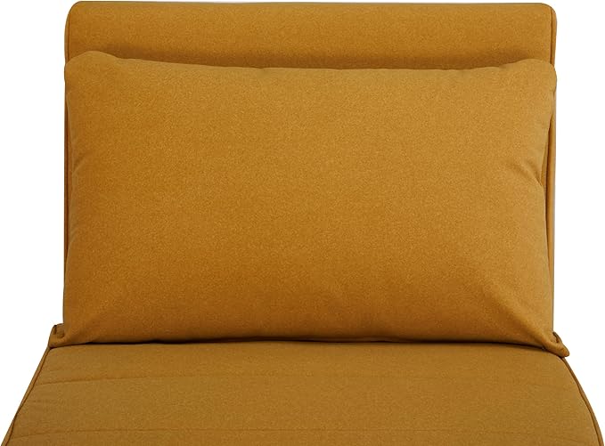 3 in 1 Upholstered Accent Chair Chenille Convertible Sofa Bed with Backrest Solid Wood Legs Convertible Couch Space Saving for Bedroom/Living Room/Home Office Easy Setup - Orange Brown