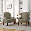 Accent Chair High Back Upholstered Armchair with High Resilience Sponge &amp Wood Legs Mid-Century Modern Comfy Single Sofa Reading Chairs for Living Room Bedroom (Light Camel Set of 2)