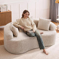 Curved Loveseat Sofa Couch Luxury Deep Seat Loveseat Sofa Couch for Small Place Modern Cloud Couch Floor Couch with 3 Pillows for Living Room &amp Bedroom No Assembly Required (Beige)