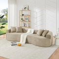 112'' Oversized Curved Modular Sectional Sofa Upholstered Chenille Boneless Couch Comfy Cloud Compression Sofa with Extra Deep &amp Wide Seat for Living Room Apartment Office Camel