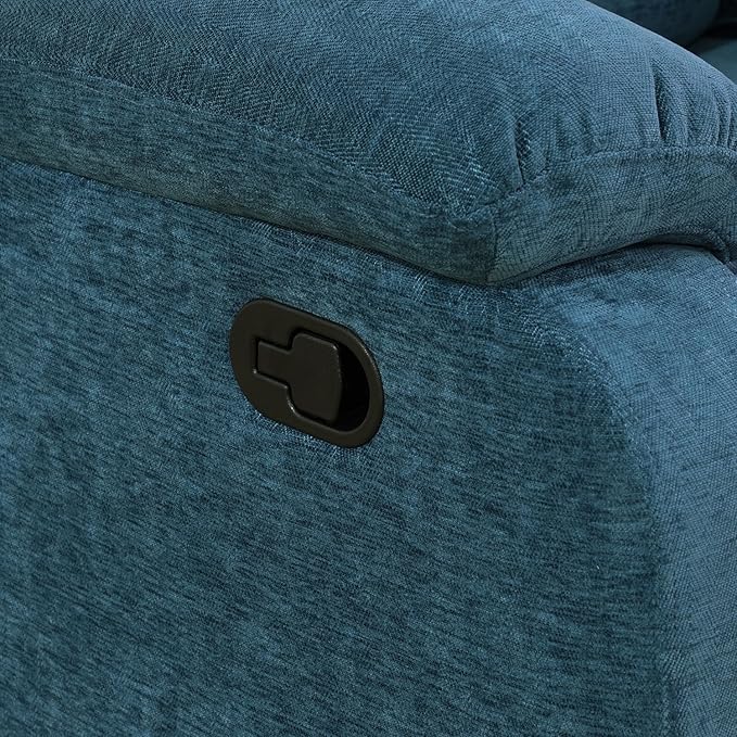 Manual Linen Recliner Chair Sofa for Living Room35 Ergonomic Reclining Chair with 10 Arm/Upholstered Seat/Metal FrameModern Single Couch for Rv Sofa/Home Theater Seating/Office(Blue)