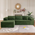 HOMREST 106 Cloud Sectional Couch with Chaise Lounge L-Shape Modular Sectional Boneless Sofa with Deep Seat Upholstered Couches for Living Room Bedroom No Assemble Green (Plush Corduroy Fabric)
